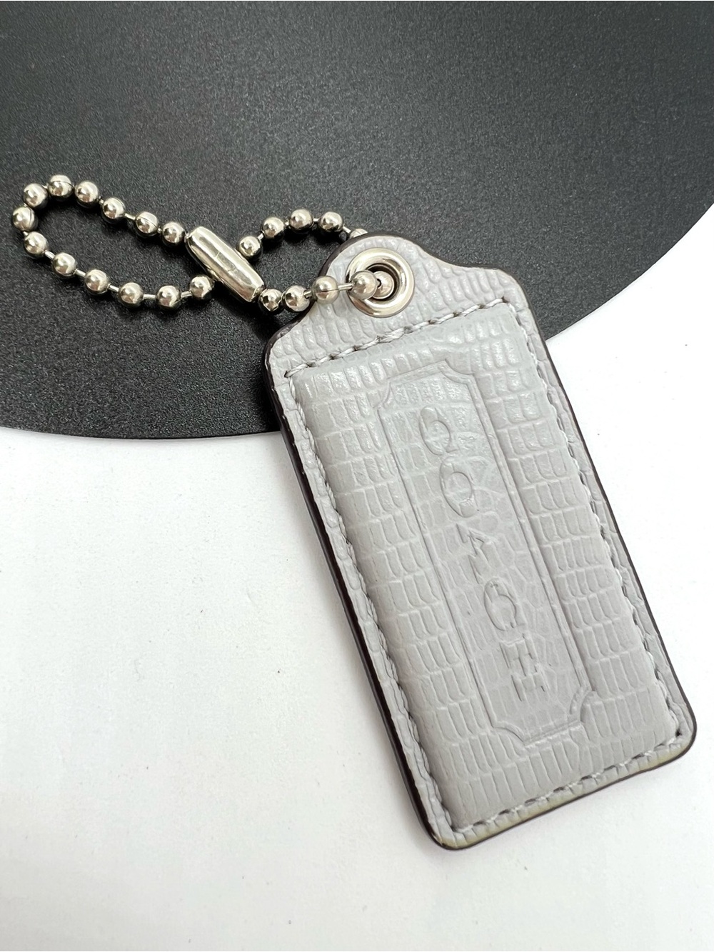 Coach Gray Croc Embossed Leather Hangtag Replacement Purse Charm Key Fob